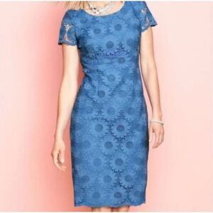 TALBOTS Sunflower Lace Sheath Dress Women's Size 6 EUC R561